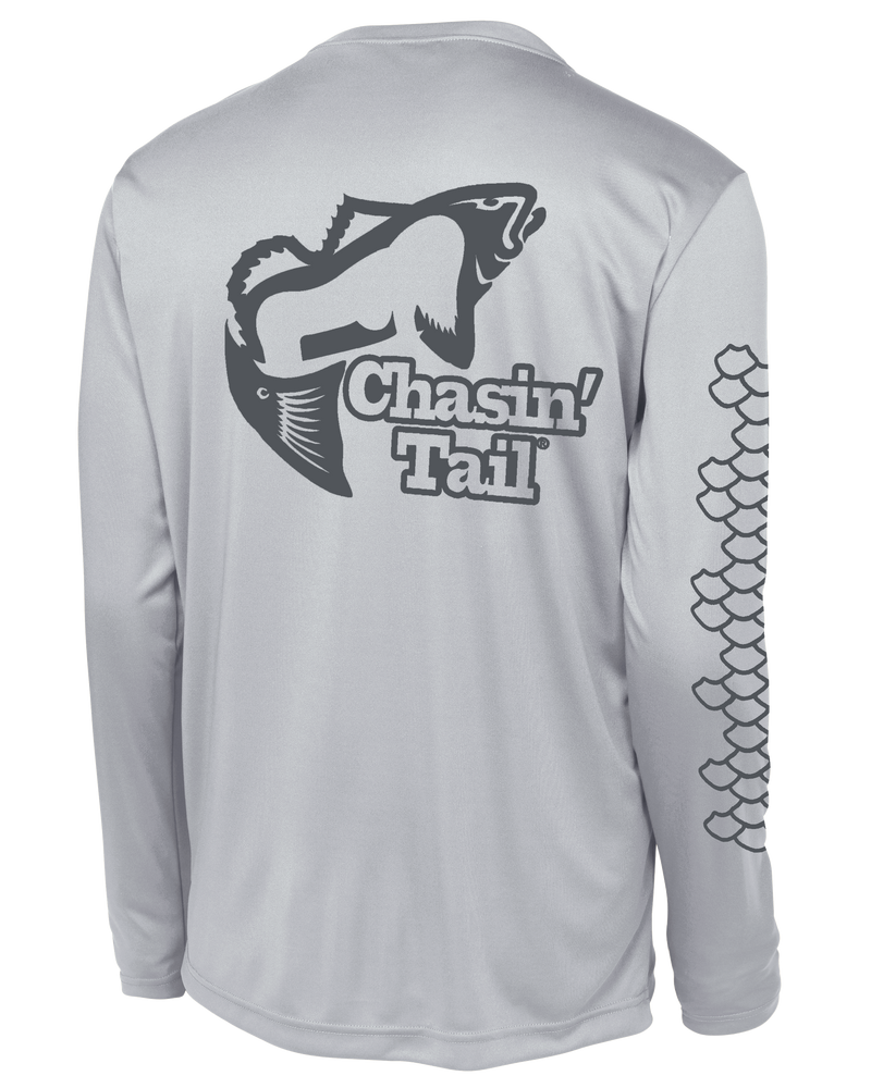 Chasin' Tail Redfish Performance Fishing Shirt Small / Grey/Silver