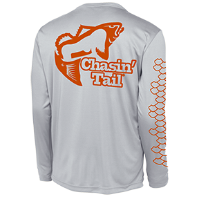 Chasin' Tail Redfish Performance Long Sleeve Small / Orange/Silver